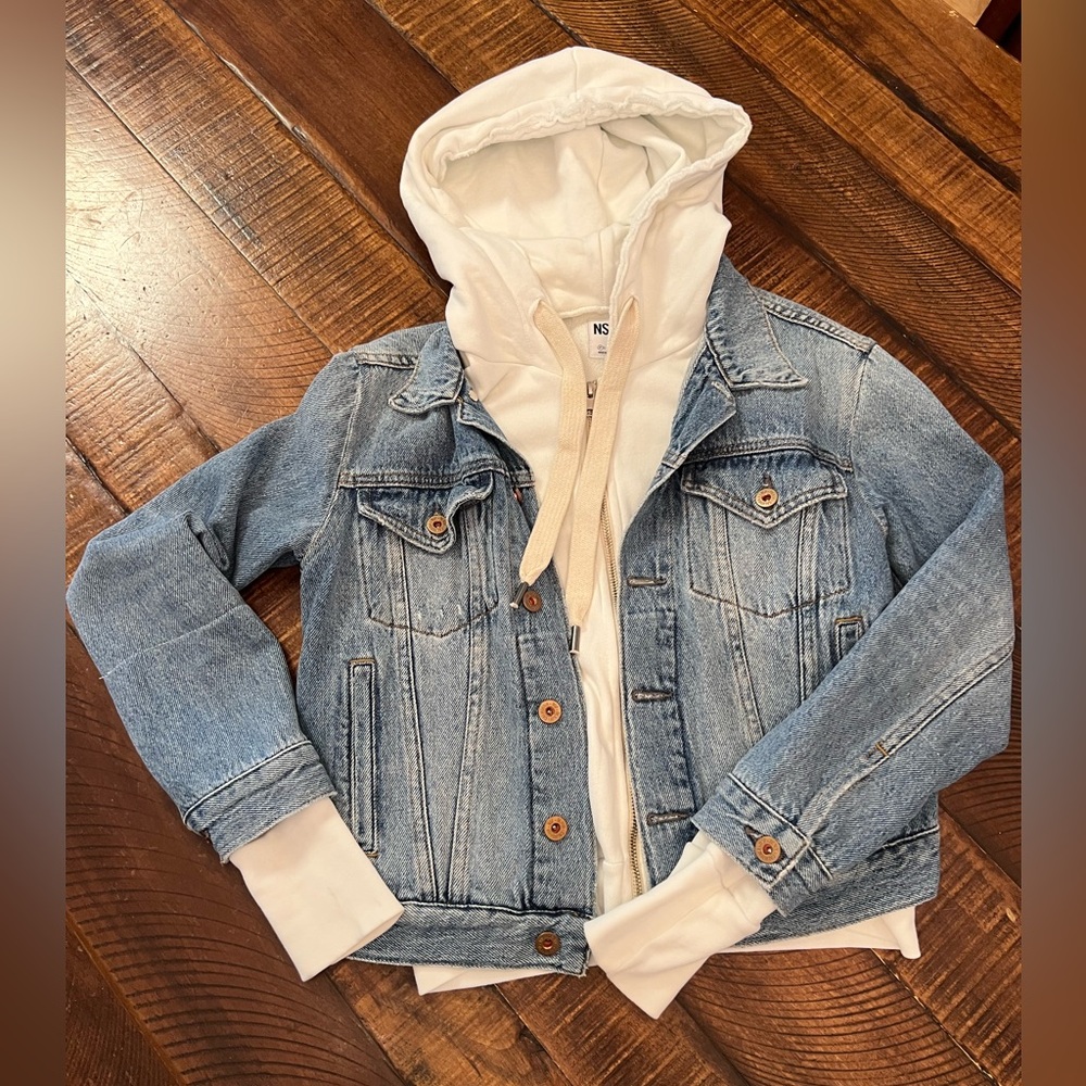 NSF denim jacket with attached hoodie